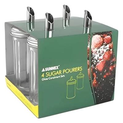 Image of Zodiac CC033 4 Glass Sugar Pourers (Pack of 4), Silver
