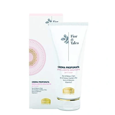 Image of Helan, Fior di Talco, Women&#039;s Perfumed Body Cream, Enriched with Apricot Butter and Vitamin E, Delicate Emollient Moisturising Action Paraben Silicones Free, 200ml Made in Italy