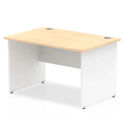Image of Impulse Panel End 1200 Rectangle Desk Maple Top White TT000109