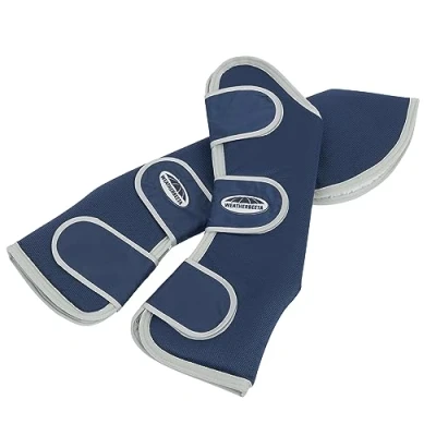 Image of WeatherBeeta Wide Tab Long Travel Boots, Navy/Silver, Pony