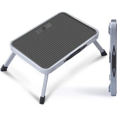Image of Xtremeauto Folding Step Ladder Foldable Stool Caravan Step, Single Steps Collapsible Fold Stool, Perfect For Camper Kitchen Outdoor Garage 150kg Weight Limit Portable Steel