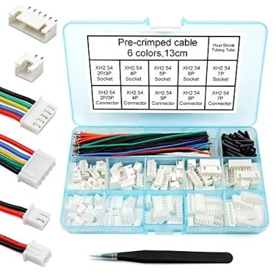 Image of 2.54mm XH Connector Socket Kit with pre crimped Cable wire 2/3/4/5/6/7 Pin Housing JST Adapter Male and Female Compatible (Connector&amp;Socket)