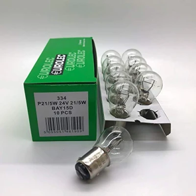 Image of 10 x Eurolec 334 P21/5W Brake Stop &amp; Tail Light Bulb 24v 21/5w BAY15D