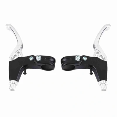 Image of Keenso Bike Brake Level Handles, 1 Pair Clutch Lever Bicycle Levers Aluminium Alloy Handles for Mountain Cycling(Silver) Riding