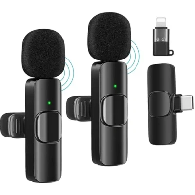 Image of Lavalier Microphones for iPhone,Android Phone,Mini Lapel Mic Wireless Clip Video Recording,Conferences,Podcasts,Live Streaming
