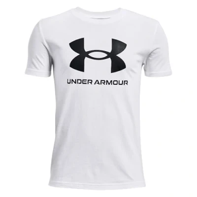 Image of Under Armour Sportstyle LOGO SS Print Tshirt for kids, Size: 8y, White