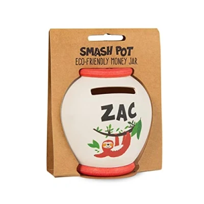 Image of History &amp; Heraldry Personalised Bamboo Smash Pot Money box (Zac)