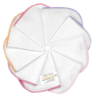 Image of Makian 9x Baby Washcloth with Practical Hanging Loop 30x30 cm Reusable Wash Cloths 100% Cotton Ecofriendly Wipes White Coloured Edges (Purple/Pink)