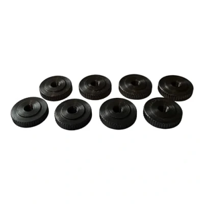Image of PrecisionGeek Knurled Thumb Nuts/Female Wheel Lock Nut Adapter, Flat DIN 467 Oxidised Steel M4 x 4mm, 16mm diameter (Set of 8)
