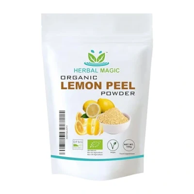 Image of Herbal Magic&#039;s Pure &amp; Organic Lemon Peel Powder Natural Hair Face mask Free from additives preservatives/chemicals Premium Quality 100g