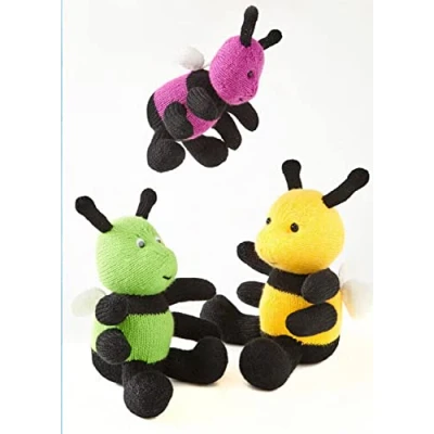 Image of King Cole Double Knit Knitting Pattern Bumble Bee Toy in 3 Sizes (9158)