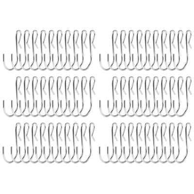 Image of Kellegour 60 Piece S Shaped Metal Hook,S Wire Hook,Stainless Steel Hooks Small,Mini Ornament Hooks,Metal Hanging Small Multi Purpose for Bathroom,Bedroom,Office,Kitchen,Shop(Silver)