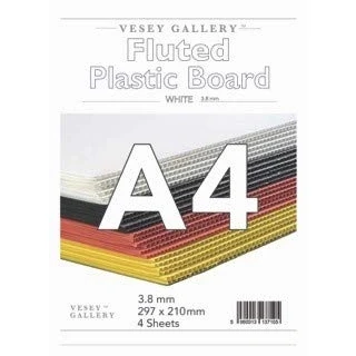Image of Vesey Gallery® White Fluted Correx Board Pack of 10 Sheets. from A4 to A1 Size (A4 (297x210mm))