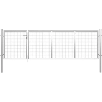 Image of vidaXL Garden Gate Steel 350x75 cm Silver
