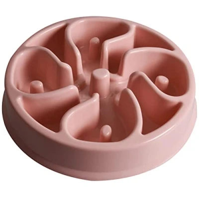 Image of HOCHSTE Dog Slow Feeder Bowl for Pet Cat Puppy Feed Anti Bloating Interactive Dish Pink