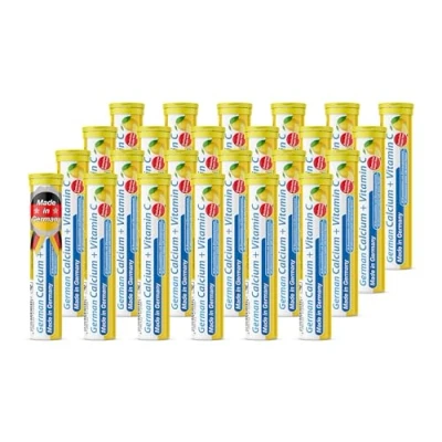 Image of Calcium + Vitamin C 24 x 20 effervescent Tablets Lemon Flavor T&amp;D Pharma German Made in Germany