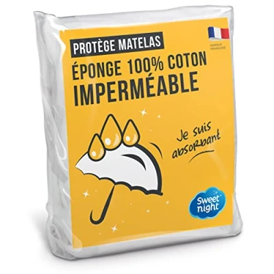 Image of SWEET NIGHT Waterproof Mattress Protector, Cotton, white, 180x200 cm