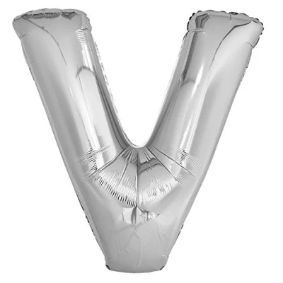 Image of Unique Party 57529 34&quot; Giant Silver Foil Letter V Balloon