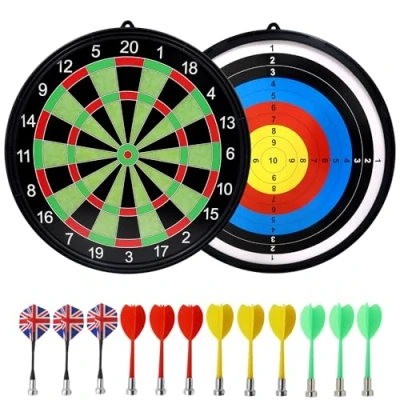 Image of 17“ Safe Magnetic Dartboard Set Double Side with 12 Darts for Parties, Home, and Garden Fun