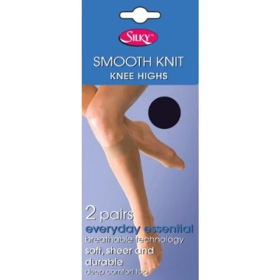 Image of Silky Womens/Ladies Smooth Knit Knee Highs (2 Pairs) (One Size (UK Shoe 3 8)) (Navy)