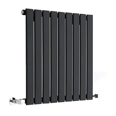 Image of Milano Alpha Black Horizontal Single Flat Panel Radiator 635mm x 630mm