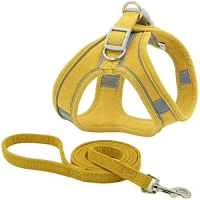 Image of Dog Harness and Leash Set Chest Strap Pet Vest with Handle Adjustable Reflective for Small Medium Cat Yellow L