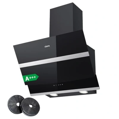 Image of CIARRA ASB6736N Angled Cooker Hood 60cm Class A+++ 650m3/h Touch Control with Carbon Filters Recirculating &amp; Ducting LED Lights Wall Mounted Range 600mm Kitchen Extractor Fan