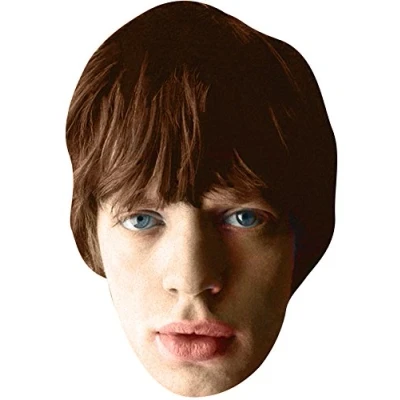 Image of FoxyPrinting MICK JAGGER YOUNG JB Music Star Fancy Dress Cardboard Celebrity Party Face Mask