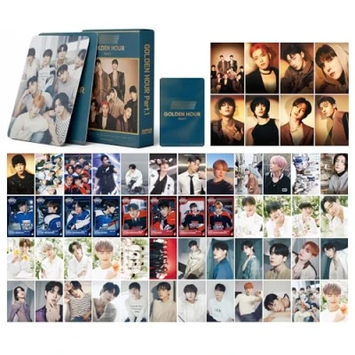 Image of Kpop Ateez Lomo Cards 55pcs Golden Hour Album Merch Photocards Set Photo Gift Fans