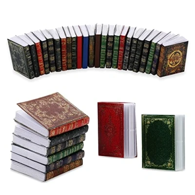 Image of Molain Miniatures Dollhouse Books, Mini Books Accessories 1:12 Decoration for Study Room Bedroom Library (24 Pcs)