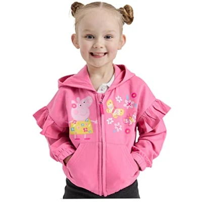 Image of Girls Peppa Pig Zipped Hoodie Jacket (Peppa Pig, 3 4 Years)