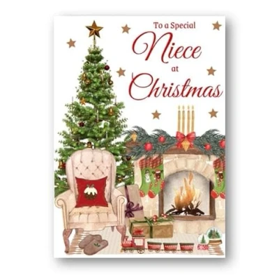 Image of Second Ave Niece Christmas Home Fireplace Xmas Holiday Festive Greetings Card