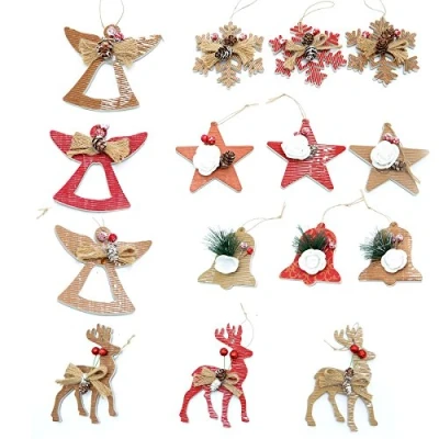 Image of Gifts 4 All Occasions Limited Shatchi 15pcs Hand Crafted Christmas Tree Decorations Ornaments Xmas Handing Home Set
