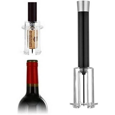 Image of Wine Opener,Wine Bottle Opener Air Pressure Corkscrew for with Foil Cutter Gift Pump Cork Remover Openers Black