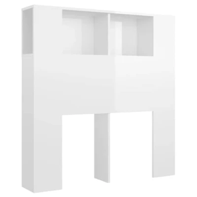 Image of vidaXL Headboard Cabinet Home Bedroom Furniture Accessory Wall Bed Bookcase Backboard High Gloss White 100x18.5x104.5 cm