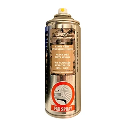 Image of Kings Army Sand Yellow Ral Colour 1002 Acrylic Military Matt Spray Paint 400ml Vehicle Paint, Airsoft, Paintball, Rc Model Fishing, Wargames Miniature Modelling
