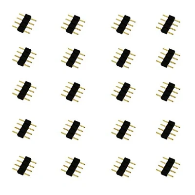 Image of LitaElek 20pcs 4 Pin LED Strip Connector RGB Tape Ribbon 4pin Plug Male to Adapter Band Extender Quick Connecter for SMD 5050 3528 2835 Lights, Black