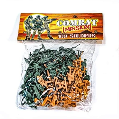 Image of Combat Mission Plastic Toy Soldiers 100 Piece Traditional Green and Brown Army Soldier Figures