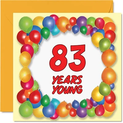 Image of Fun 83rd Birthday Cards for Men Woman Years Young Happy Card Dad Gran Great Grandad Grandpa Auntie Grandma Mum Uncle Nanny, 145mm x Greeting Cards,