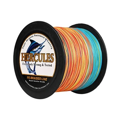 Image of Hercules Braided Fishing Line 2000m 2187yds 10lbs 200lbs Pe Superline 8 Strands (Multicolor 80lb/36.3kg 0.48mm)