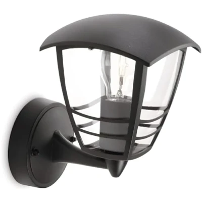 Image of PHILIPS MyGarden Creek Outdoor Wall Light (Requires 1 X 60 W E27 Bulb), Black