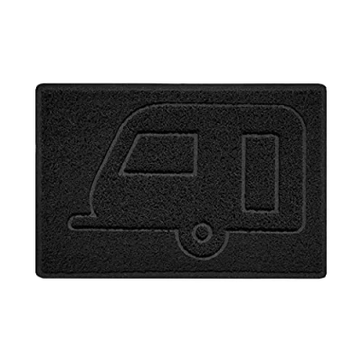 Image of Nicoman CARAVAN Embossed Shape Door Mat Dirt Trapper Jet Washable Doormat (Use Outdoor ONLY) (60x40cm/23.6x15.7inches, Small) Black