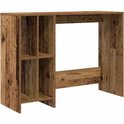 Image of vidaXL office desk rectangular writing table with open shelves, engineered wood, 102.5x35x75 cm, old wood color, modern for home, dorm, workspace