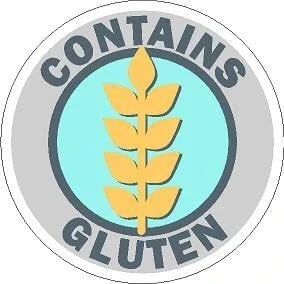 Image of Contains gluten Self adhesive sticker (100mm x 100mm)