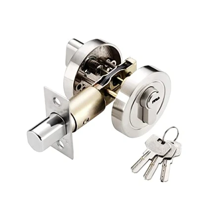 Image of Qrity Single Cylinder Deadbolt, Round Deadbolt Lock with Keys, Modern Door Locks, Zinc Alloy Invisible for Front Door, Entrance Passage