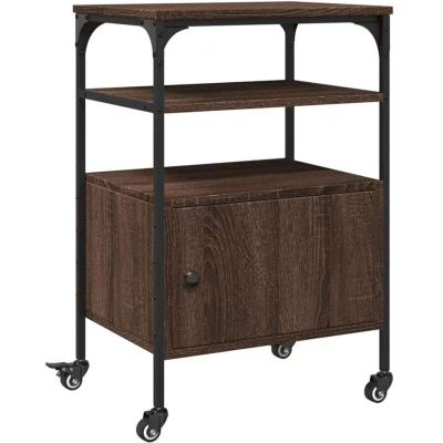 Image of vidaXL Printer Stand 3 Tier Brown Oak 50x40x76 cm Engineered Wood