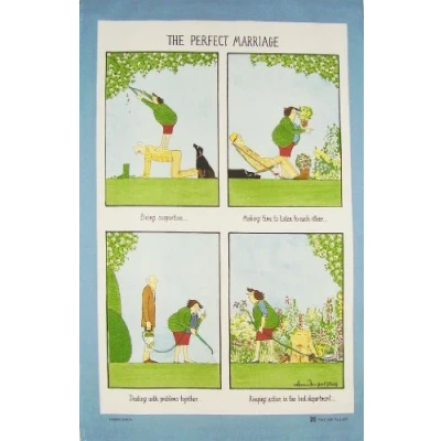 Image of Samuel Lamont The Perfect Marriage Cotton Tea Towel, Blue, One Size