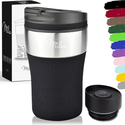 Image of Milu Thermo Mug Insulated Coffee to go 210ml 100% Leak Proof Stainless Steel Drinking Car Double Wall Insulation Travel (Olive Green)