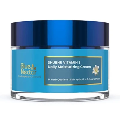 Image of Blue Nectar Anti Aging Face Cream with Natural Vitamin C &amp; E Ayurvedic Moisturizer for Skin Firming Women (14 herbs, 50g)