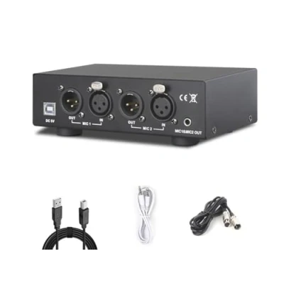 Image of DHYAWUER 2 Channel 48V Universal Compact Phantom Power Set for Condenser Microphone Music Recording Equipment